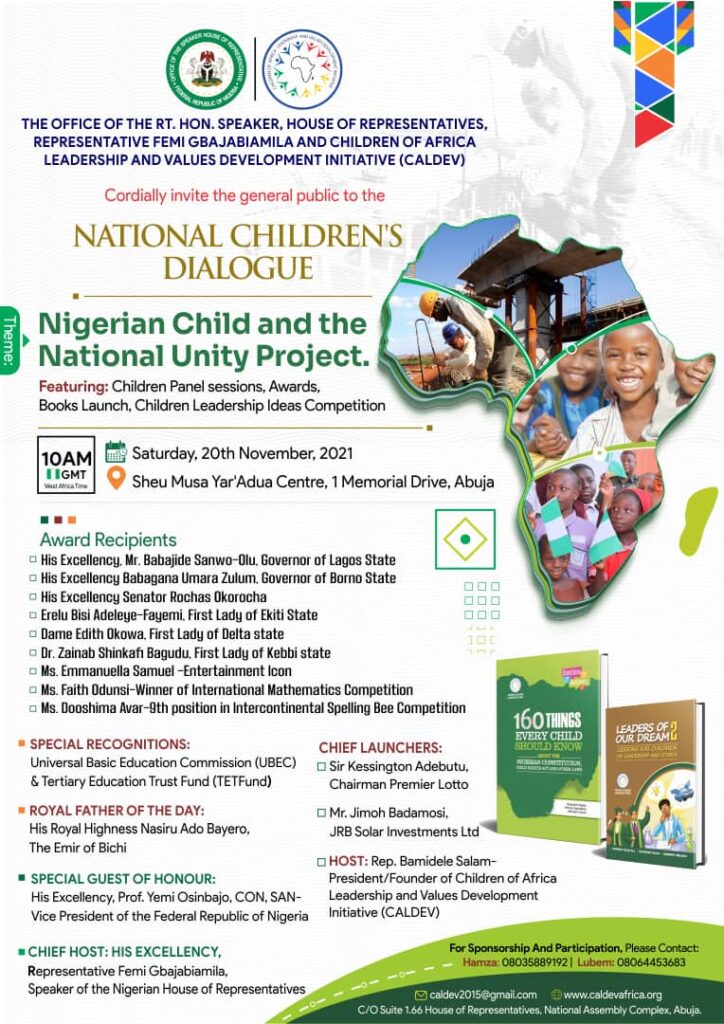 Press Release: Osinbajo, Gbajabiamila, Omo-Agege to attend National Children's Dialogue in Abuja